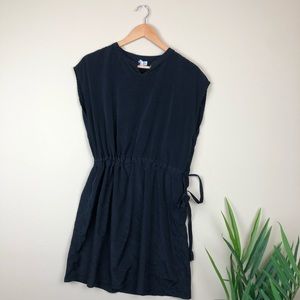 Boatneck Sheath Dress with Drawstring Waist